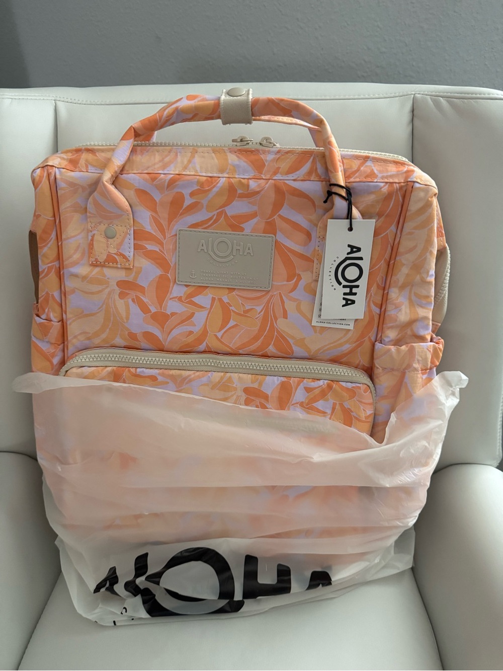 Aloha Collection Le Bebe Diaper Bag Backpack - Lei Stand-Peachy